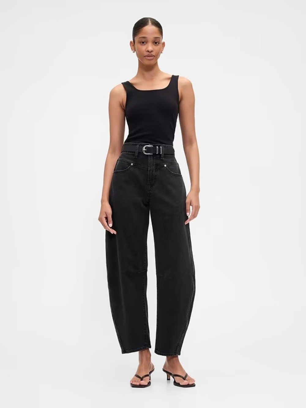 Gap Black High-Rise Wide Leg Barrel Jeans - Women's W33